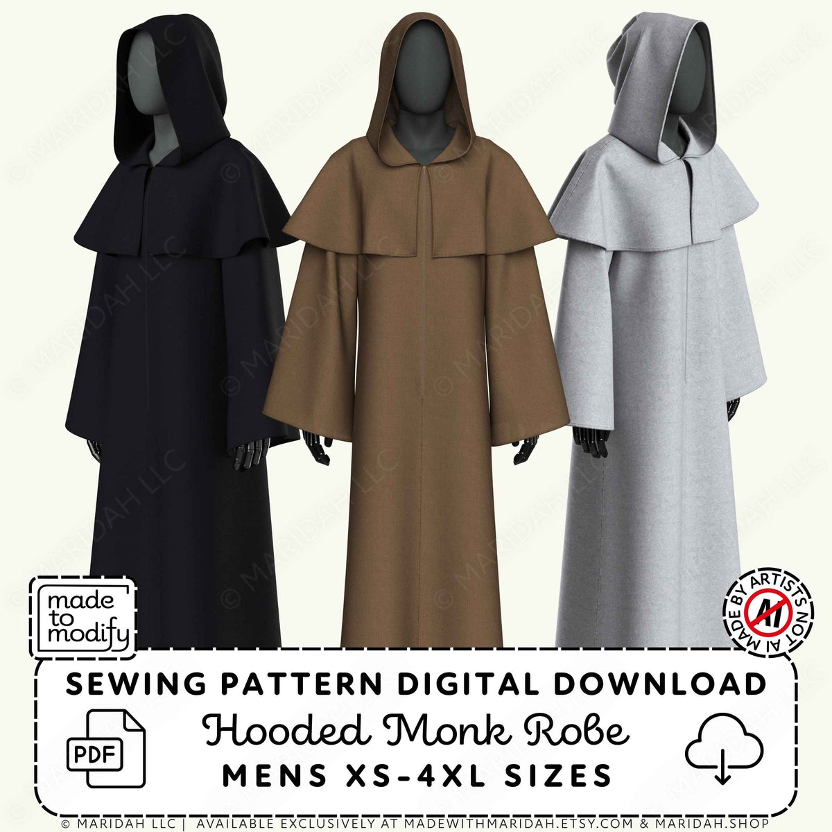 Hooded Monk Robes Sewing Pattern