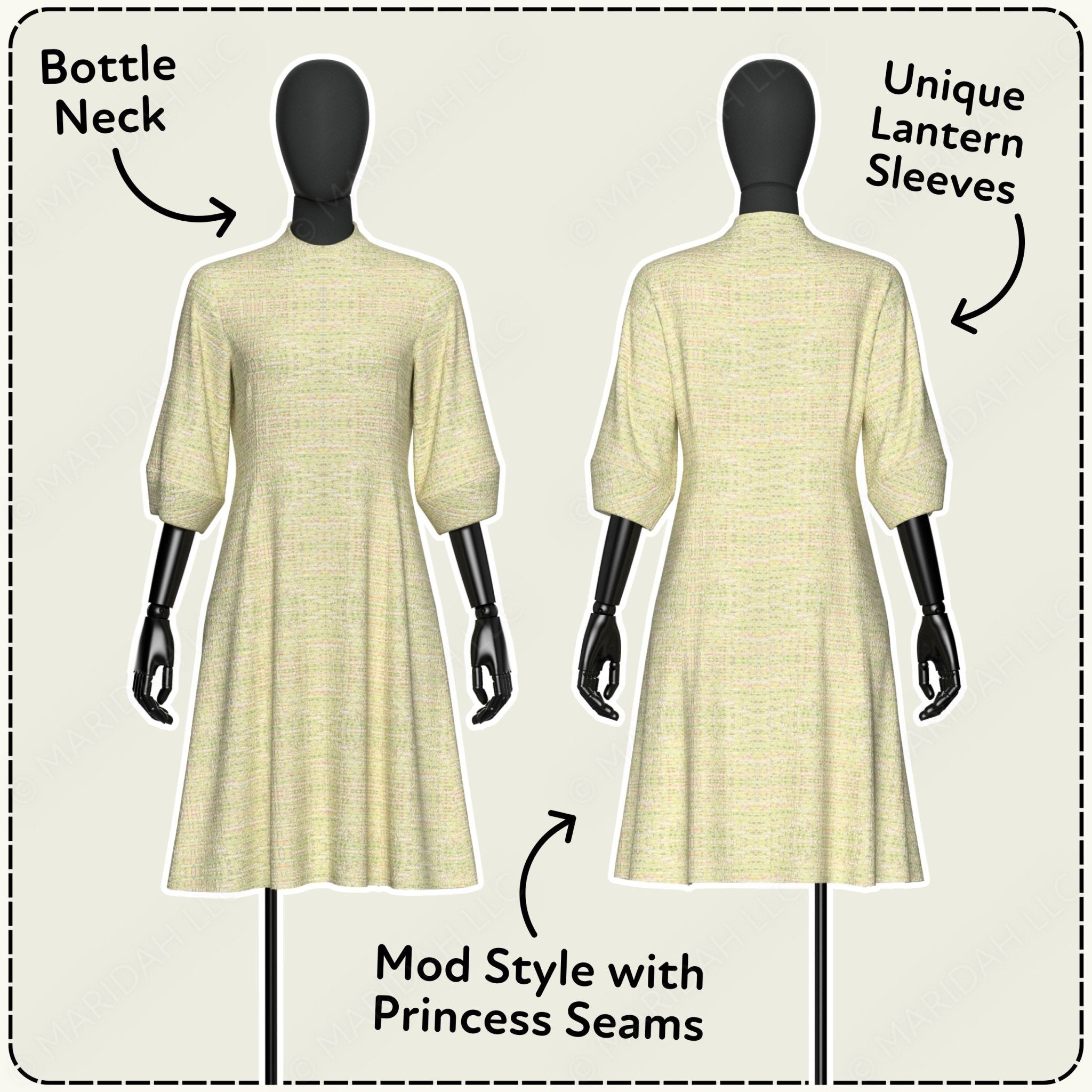 Bottleneck Mod Dress Printable Sewing Pattern PDF Sewing Pattern File