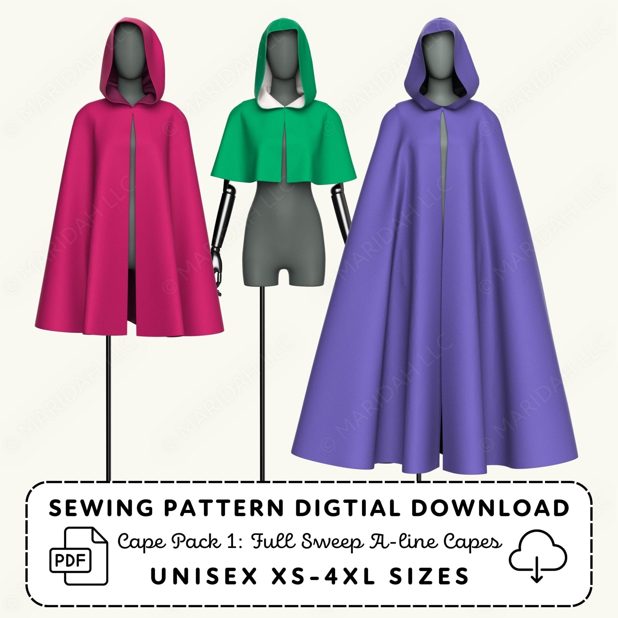 Cape Pack vol 1: Full Sweep Cape Sewing Patterns PDF Sewing Pattern File