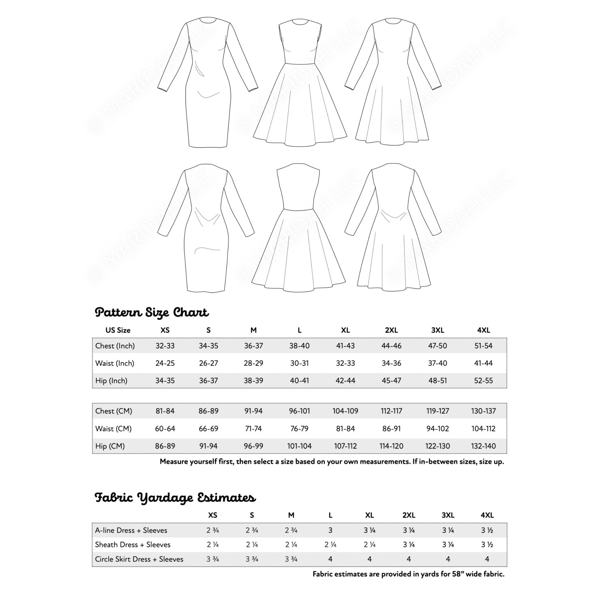 a pattern for a dress with long sleeves