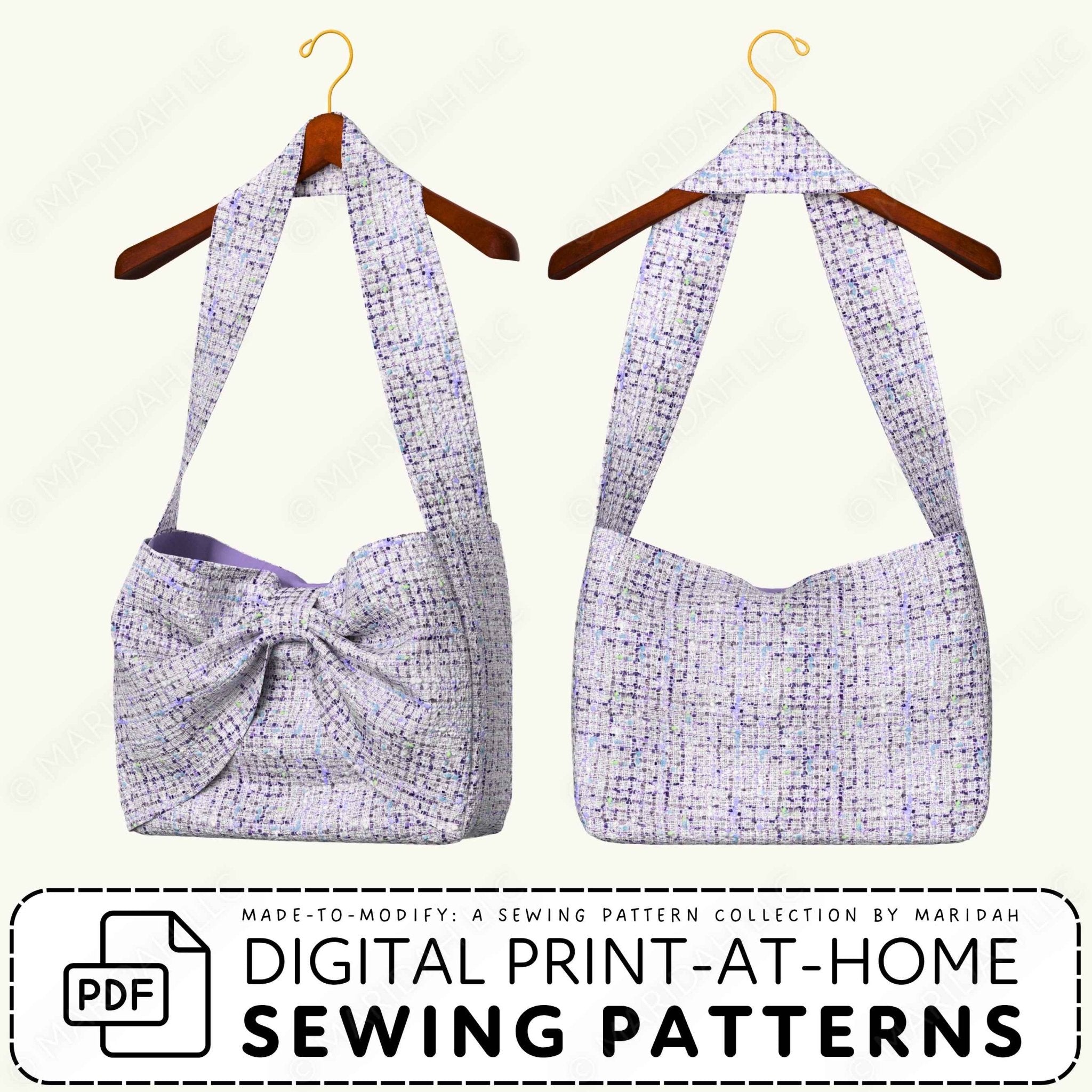 Crossbody Bow Tote Bag Sewing Pattern PDF Sewing Pattern File