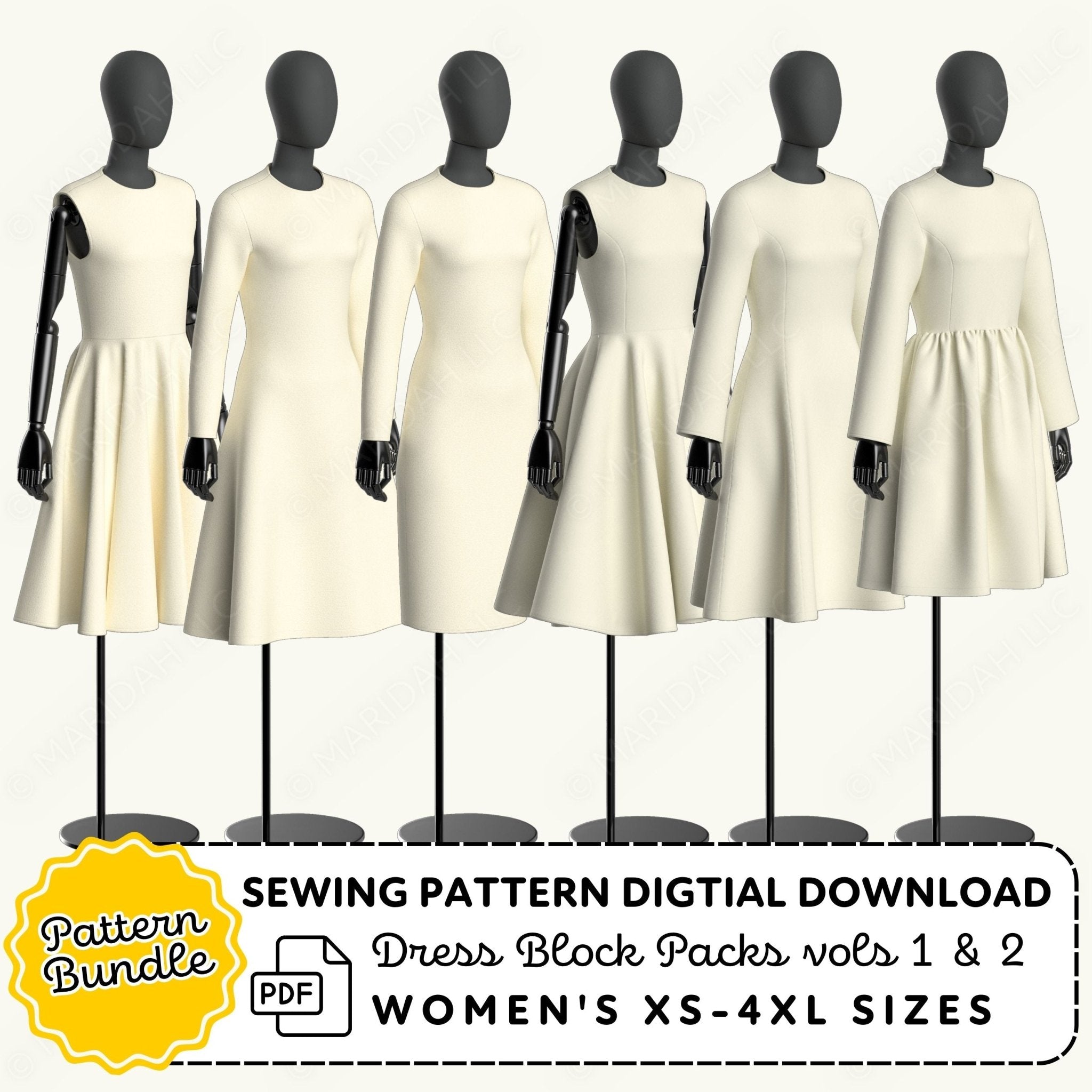 Dress Blocks vol 1 & 2 Sewing Pattern Bundle PDF Sewing Pattern File