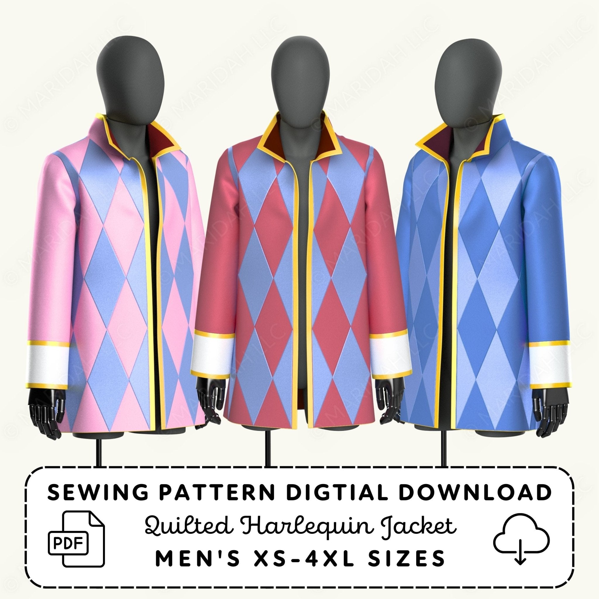 Harlequin Jacket Printable Sewing Pattern PDF Sewing Pattern File