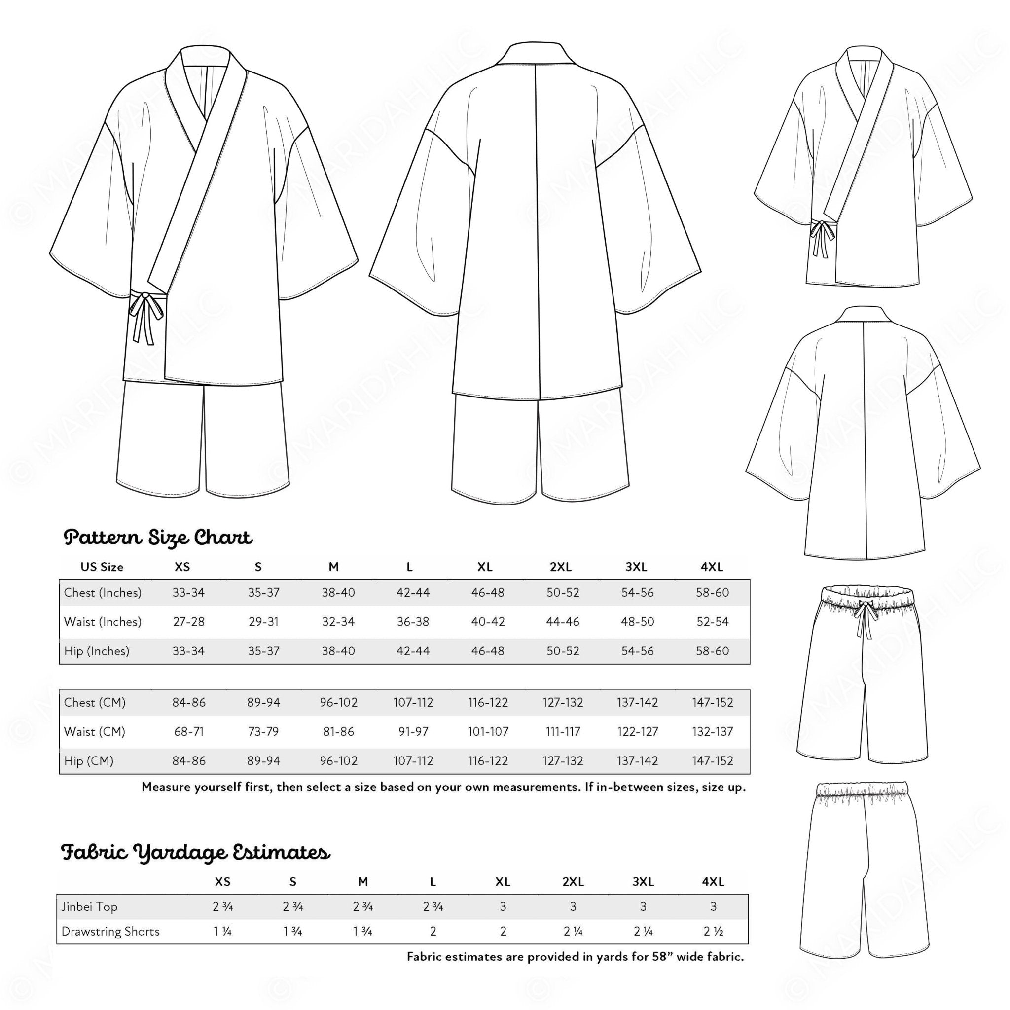 a diagram of a robe and shorts