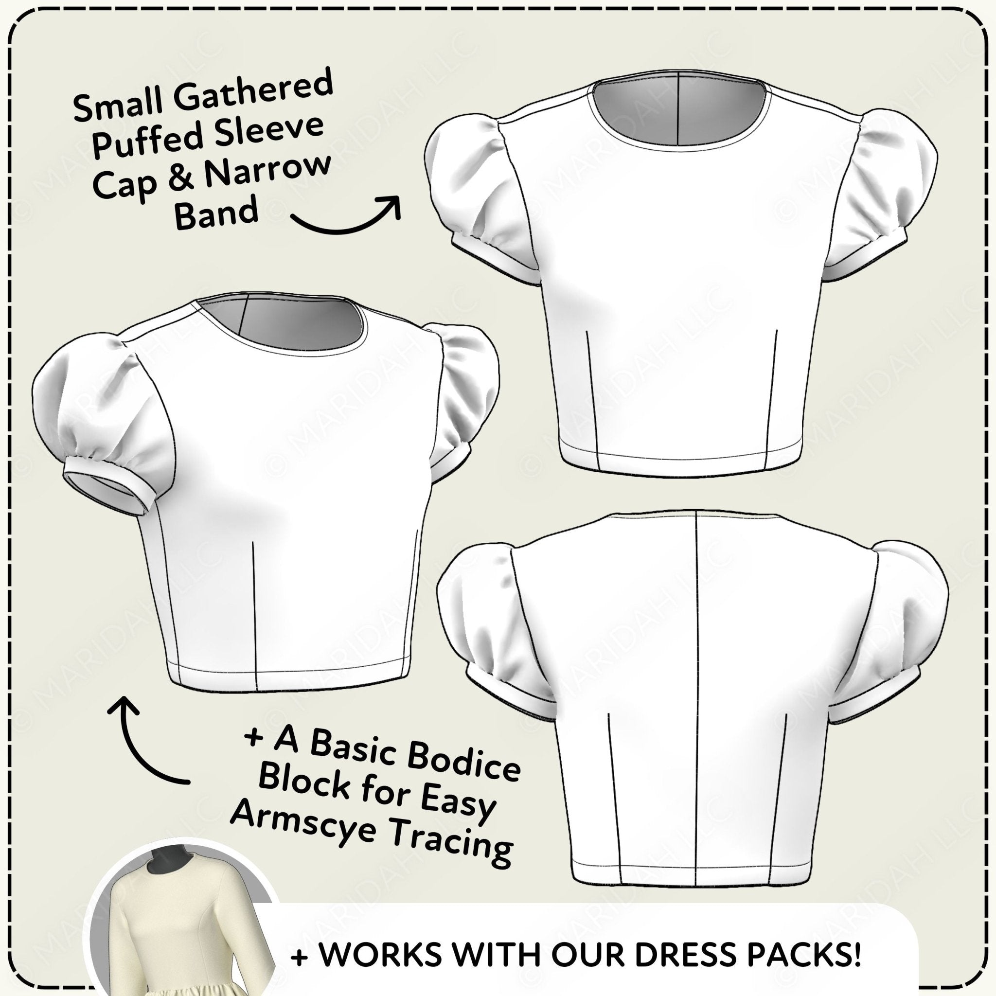 Regency Puff Sleeve Printable Sewing Pattern PDF Sewing Pattern File