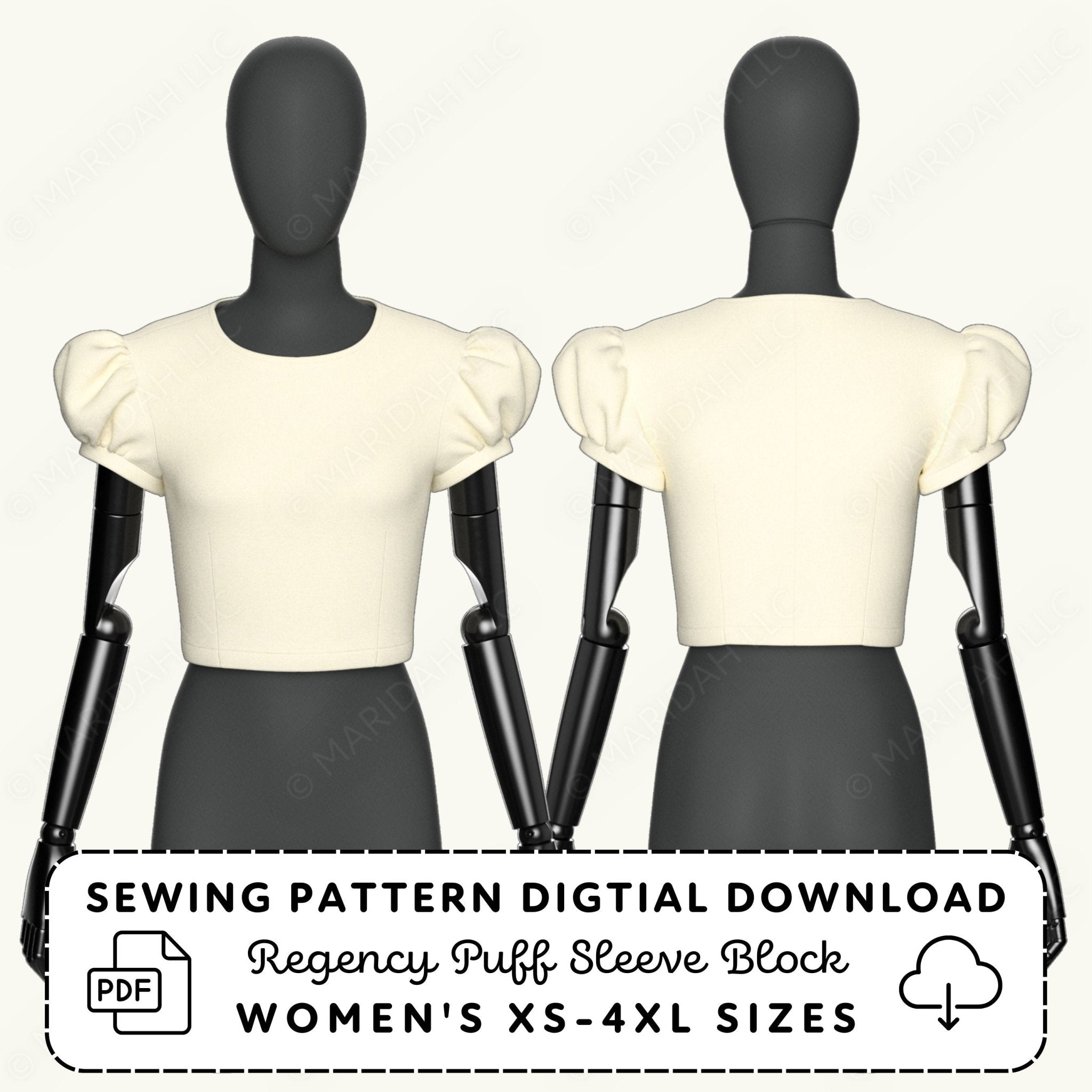 Regency Puff Sleeve Printable Sewing Pattern PDF Sewing Pattern File