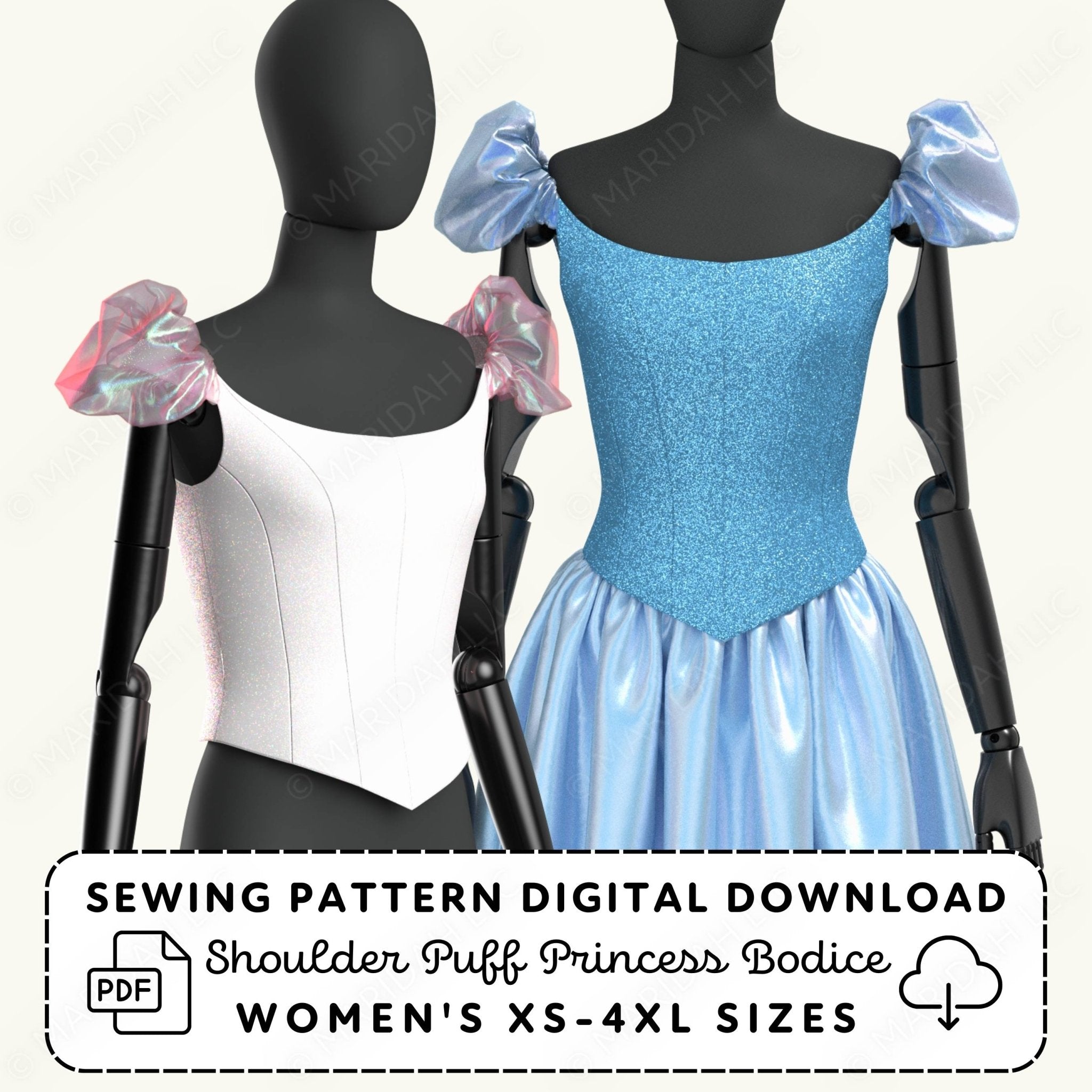 Romantic Shoulder Puff Princess Bodice Sewing Pattern – Maridah