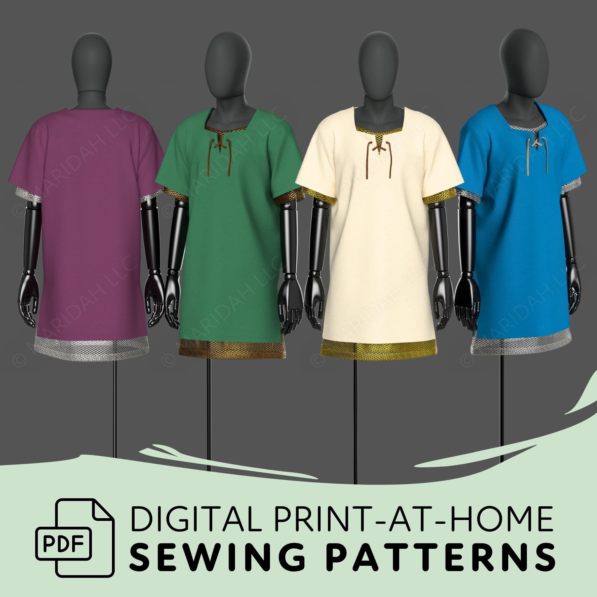 Tunic and Faux Chainmail Shirt Set - Maridah