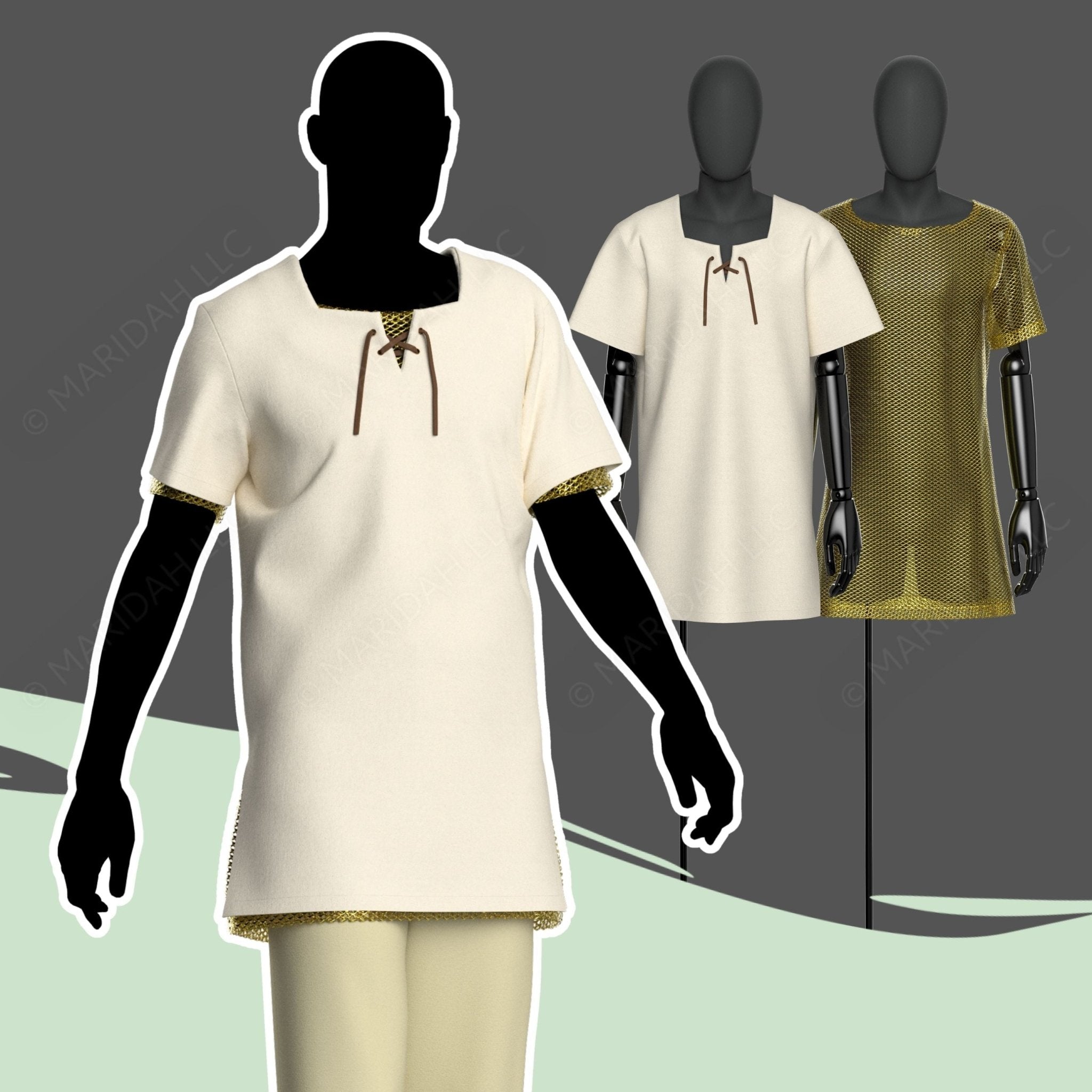 Tunic and Faux Chainmail Shirt Set - Maridah
