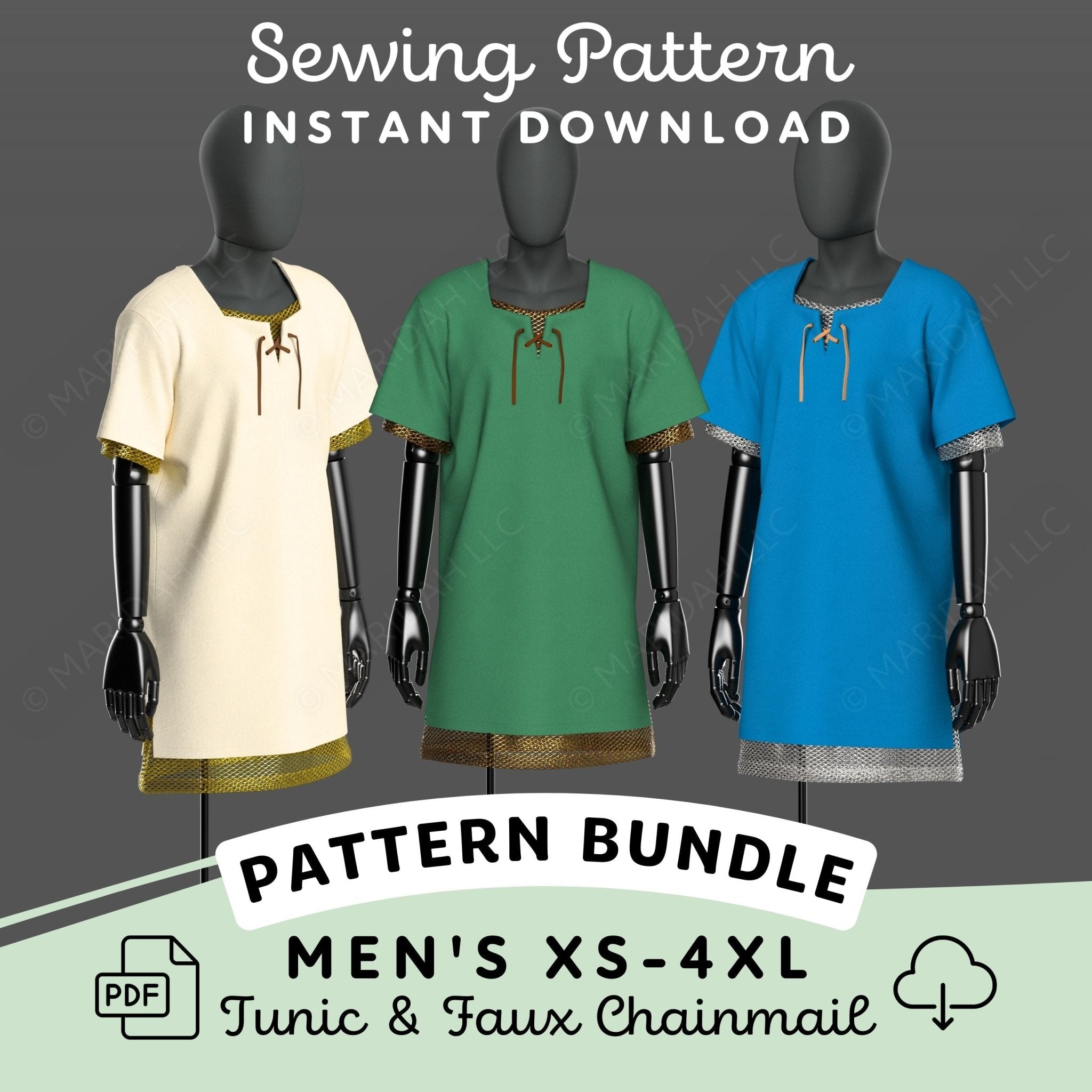 Tunic and Faux Chainmail Shirt Set - Maridah