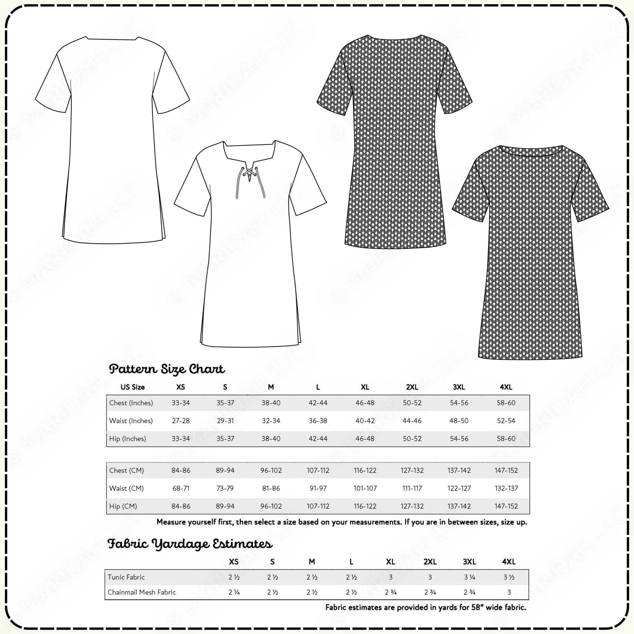 Tunic and Faux Chainmail Shirt Sewing Pattern Bundle PDF Sewing Pattern File