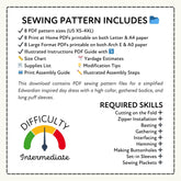 Vintage Walking Dress Printable Sewing Pattern PDF Sewing Pattern File
