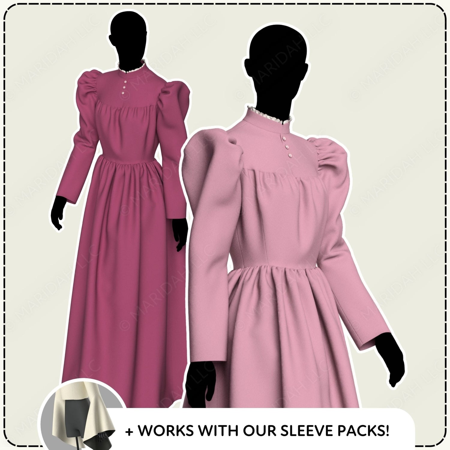 Vintage Walking Dress Printable Sewing Pattern PDF Sewing Pattern File