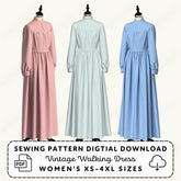 Vintage Walking Dress Printable Sewing Pattern PDF Sewing Pattern File