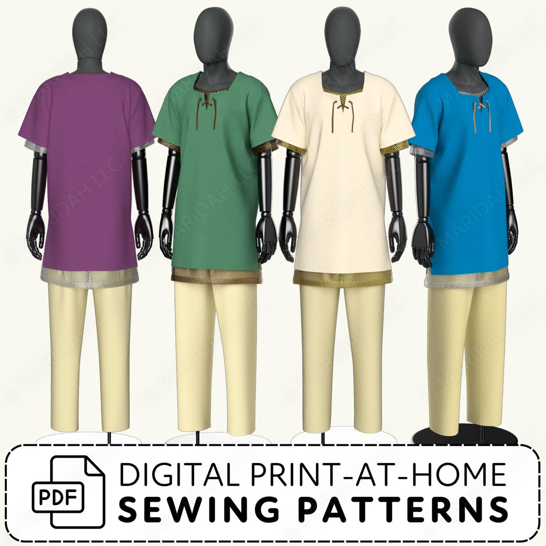 3 Piece Tunic Outfit Sewing Pattern Bundle PDF Sewing Pattern File