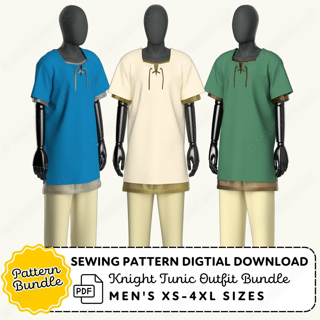 3 Piece Tunic Outfit Sewing Pattern Bundle PDF Sewing Pattern File