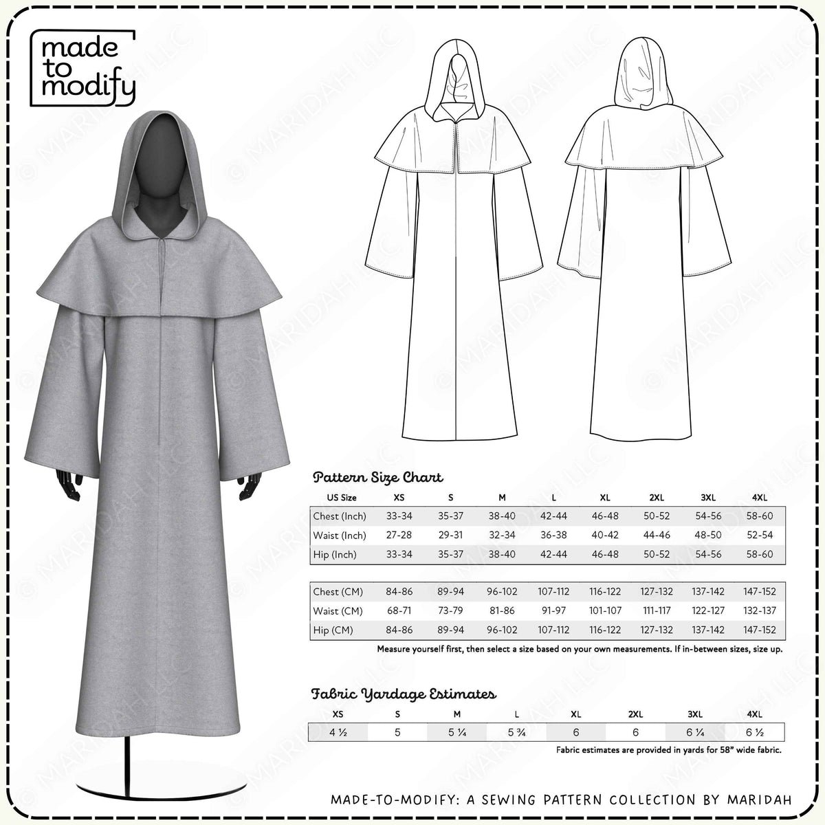 Hooded Monk Robes Sewing Pattern
