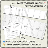 Set of printed sewing patterns with text instructions on a light background