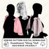 Silhouette of a woman wearing a sweetheart wing veil with text about a sewing pattern digital download.