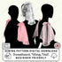 Promotional graphic for a digital sewing pattern download showing three black mannequin silhouettes wearing Sweetheart Wing Veil options: solid light pink, sheer white with sequins, and sheer white with tiny pink dots. Text at the bottom reads &