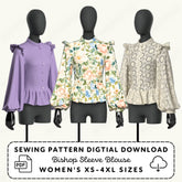 Bishop Sleeve Blouse Printable Sewing Pattern PDF Sewing Pattern File