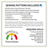 Bishop Sleeved Dress Printable Sewing Pattern PDF Sewing Pattern File