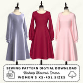 Bishop Sleeved Dress Printable Sewing Pattern PDF Sewing Pattern File