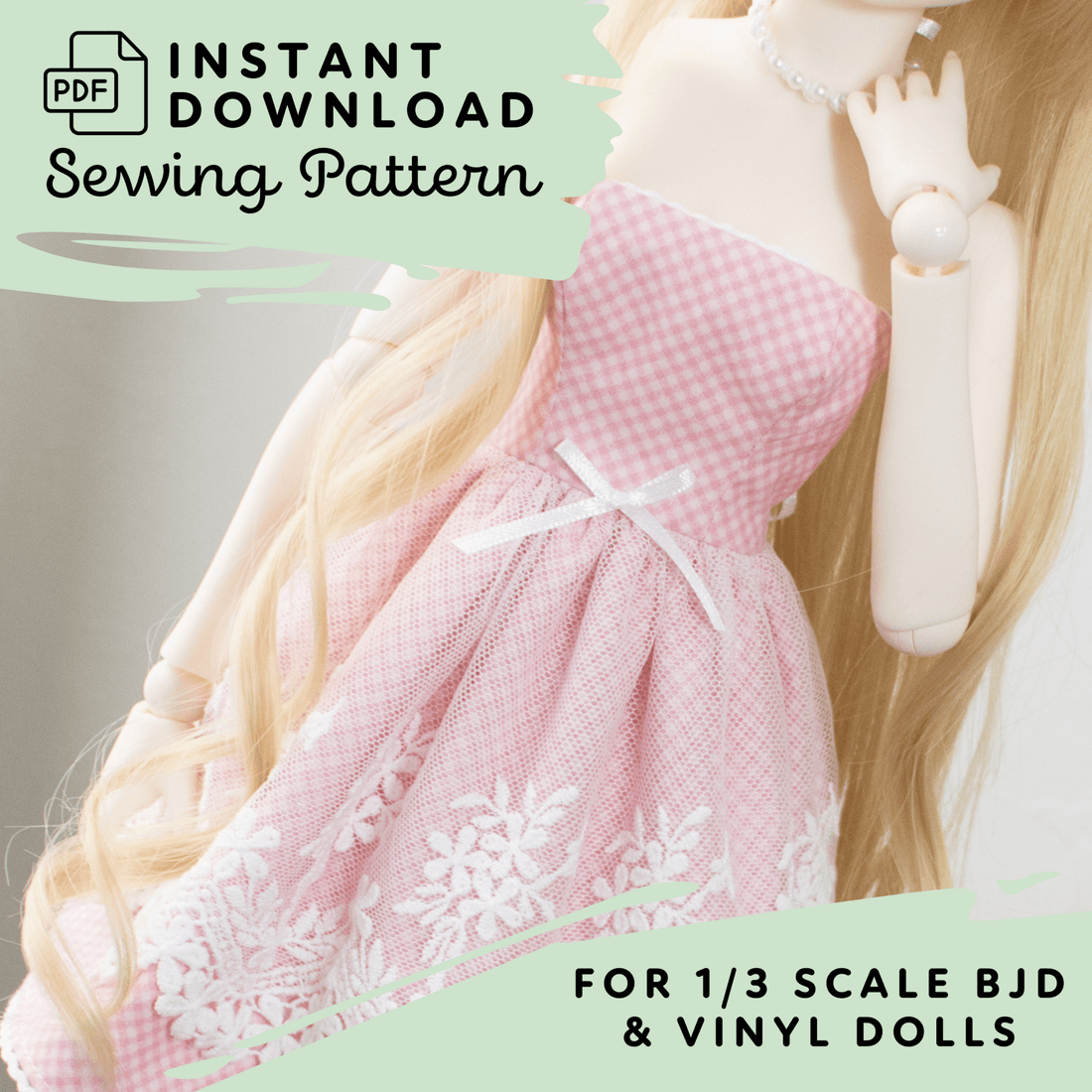 BJD Strapless Dress Pattern for 1/3 Dolls - Maridah