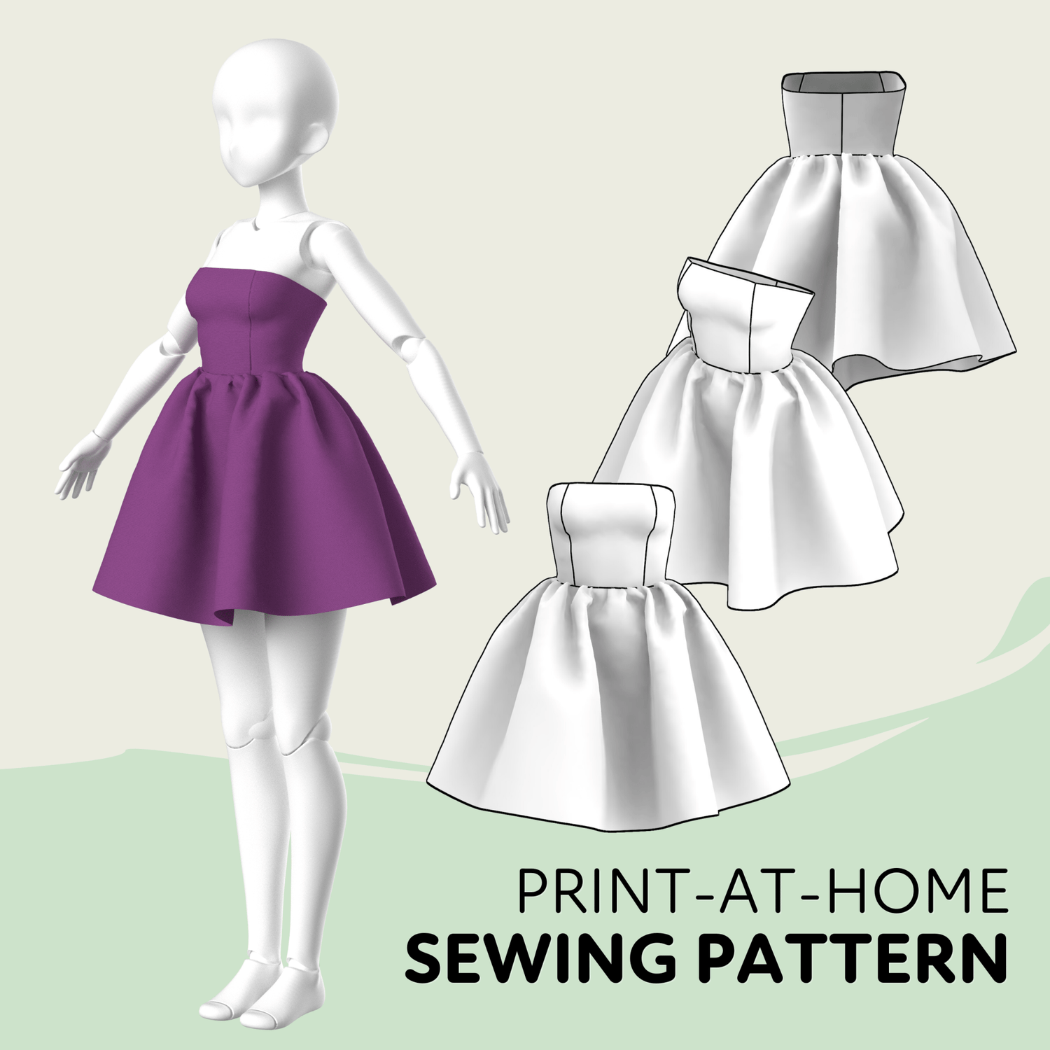 strapless dress sewing pattern BJD Strapless Dress for 1/3 Dolls Printable Sewing Pattern – Maridah