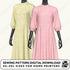 Two dresses on mannequins with sewing pattern digital download text.