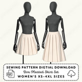 Box Pleated Skirt Set: Short and Long Skirt Sewing Patterns PDF Sewing Pattern File