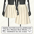 Two mannequins wearing beige box pleated skirts with a sewing pattern digital download text overlay.