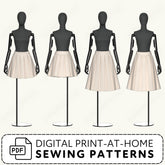 Box Pleated Skirt Set: Short and Long Skirt Sewing Patterns PDF Sewing Pattern File