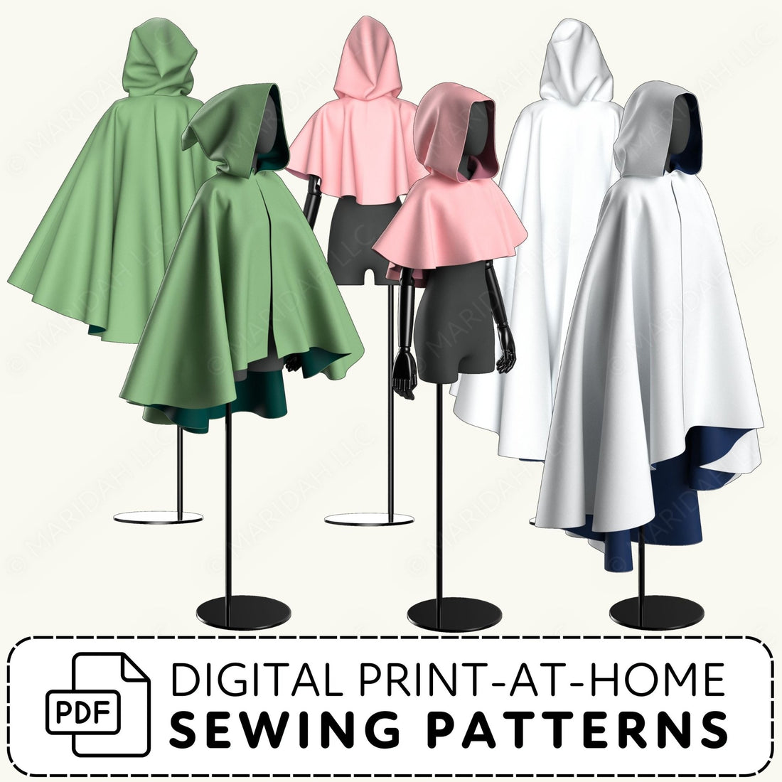 Cape Pack vol 2: High Low Circle Cape Patterns PDF Sewing Pattern File