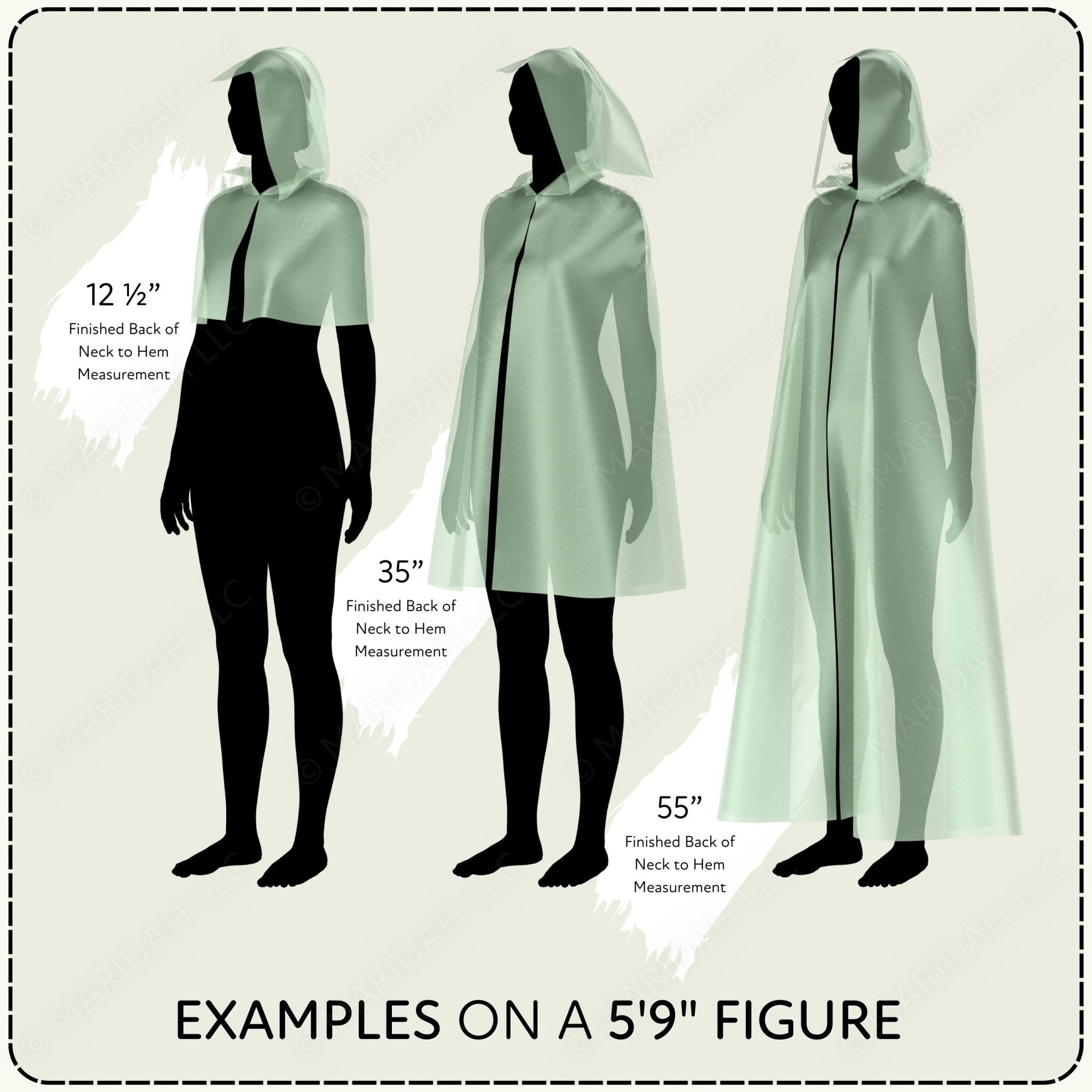 Measurement chart showing different lengths of a garment on a 5&