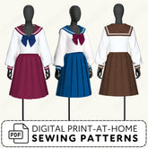 Classic Sailor Collar School Uniform Sewing Pattern PDF Sewing Pattern File