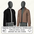 two mannequins wearing different colored jackets, one black and one brown, against a plain background.