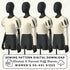 Four black mannequins wearing cream tops with slashed and panned puff sleeves, labeled for sewing pattern digital download.