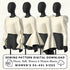 Mannequins wearing white tops with different sleeves on a white background, advertising sewing pattern digital download.