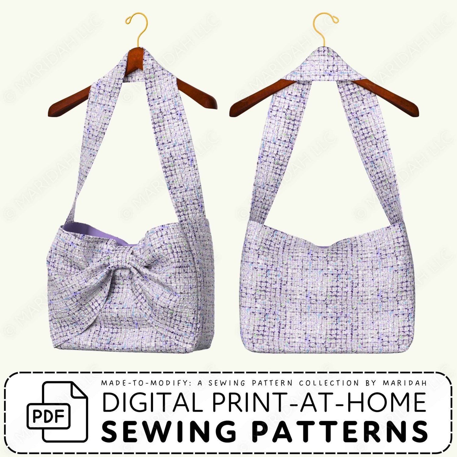 Crossbody Bow Tote Bag Sewing Pattern PDF Sewing Pattern File