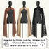 Three mannequins wearing draped sleeve shrugs with a sewing pattern digital download text.