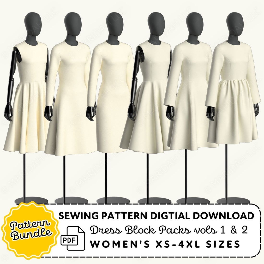 Dress Blocks vol 1 &amp; 2 Sewing Pattern Bundle PDF Sewing Pattern File