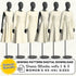 Mannequins wearing white dresses on black stands with sewing pattern digital download text.