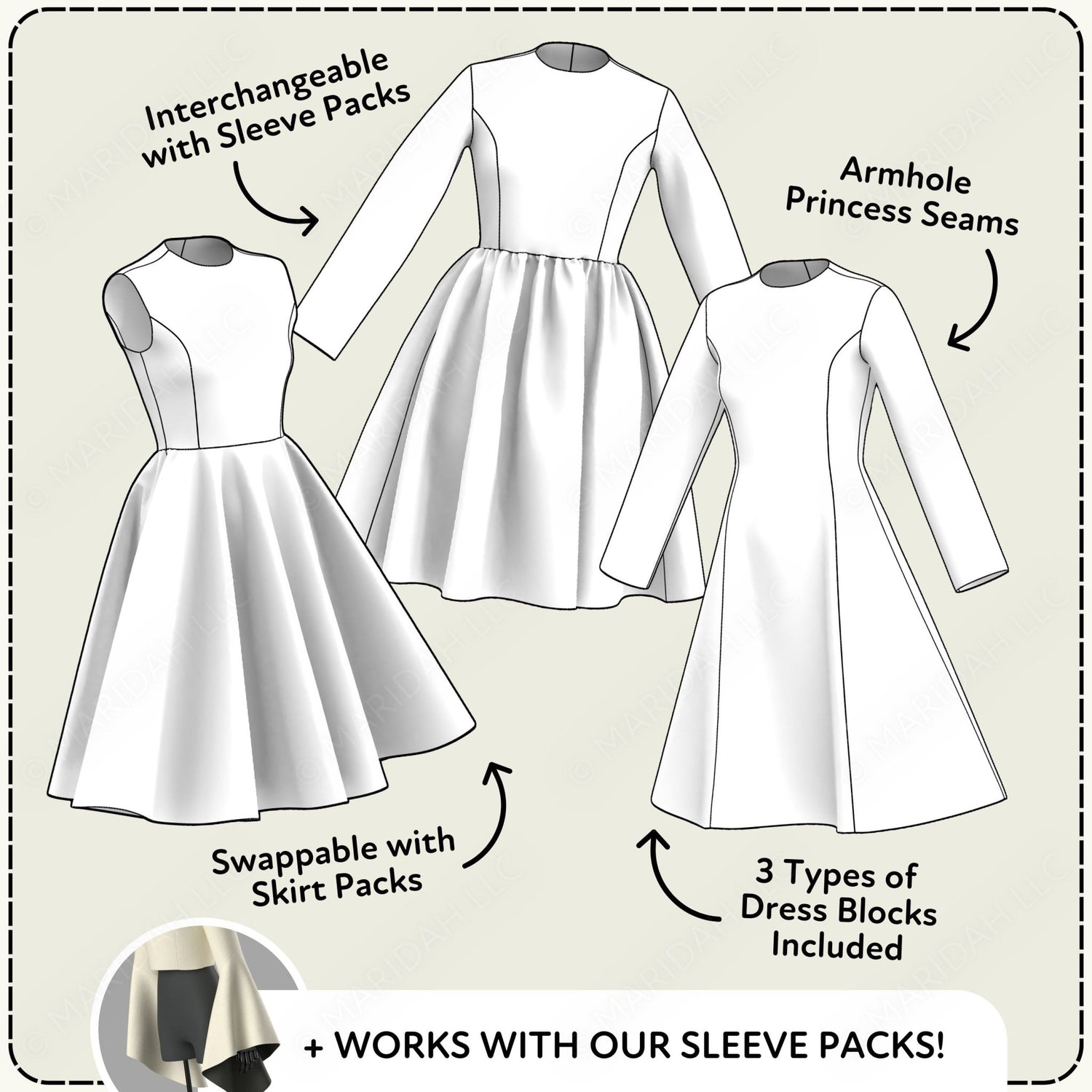 Dress Blocks vol 1: Princess Seam Dress Sewing Patterns PDF Sewing Pattern File