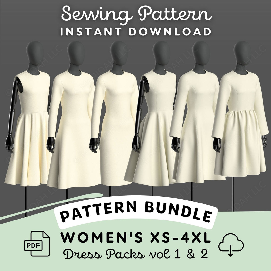 Dress Pack 1 and 2 Bundle Printable Sewing Pattern PDF Sewing Pattern File