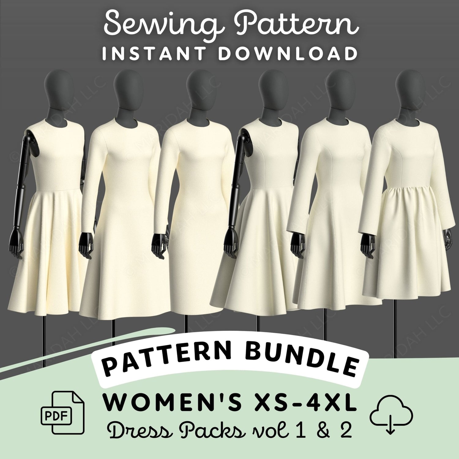 Dress Pack 1 and 2 Bundle Printable Sewing Pattern PDF Sewing Pattern File