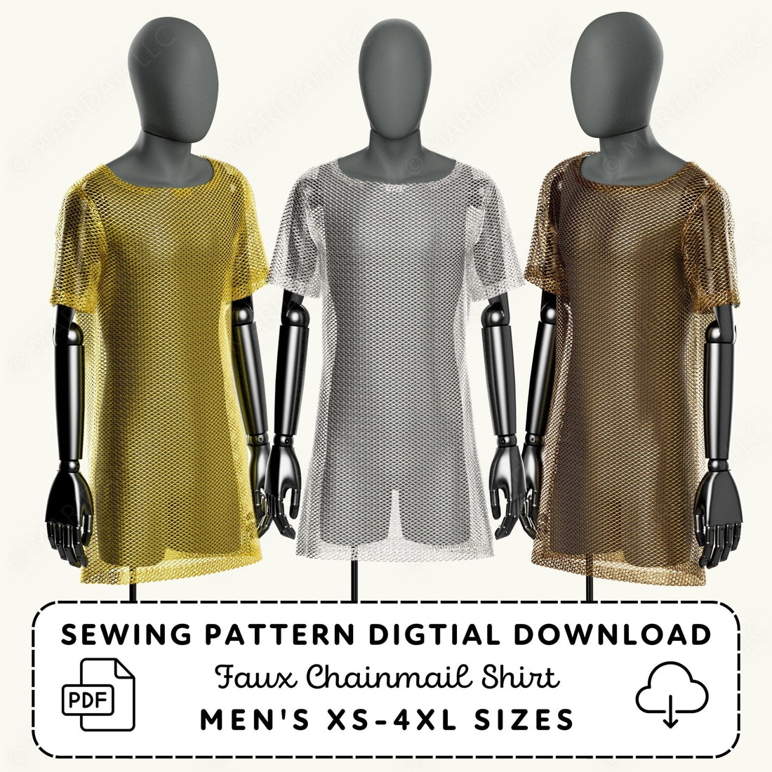 Faux Chainmail Shirt Printable Sewing Pattern PDF Sewing Pattern File