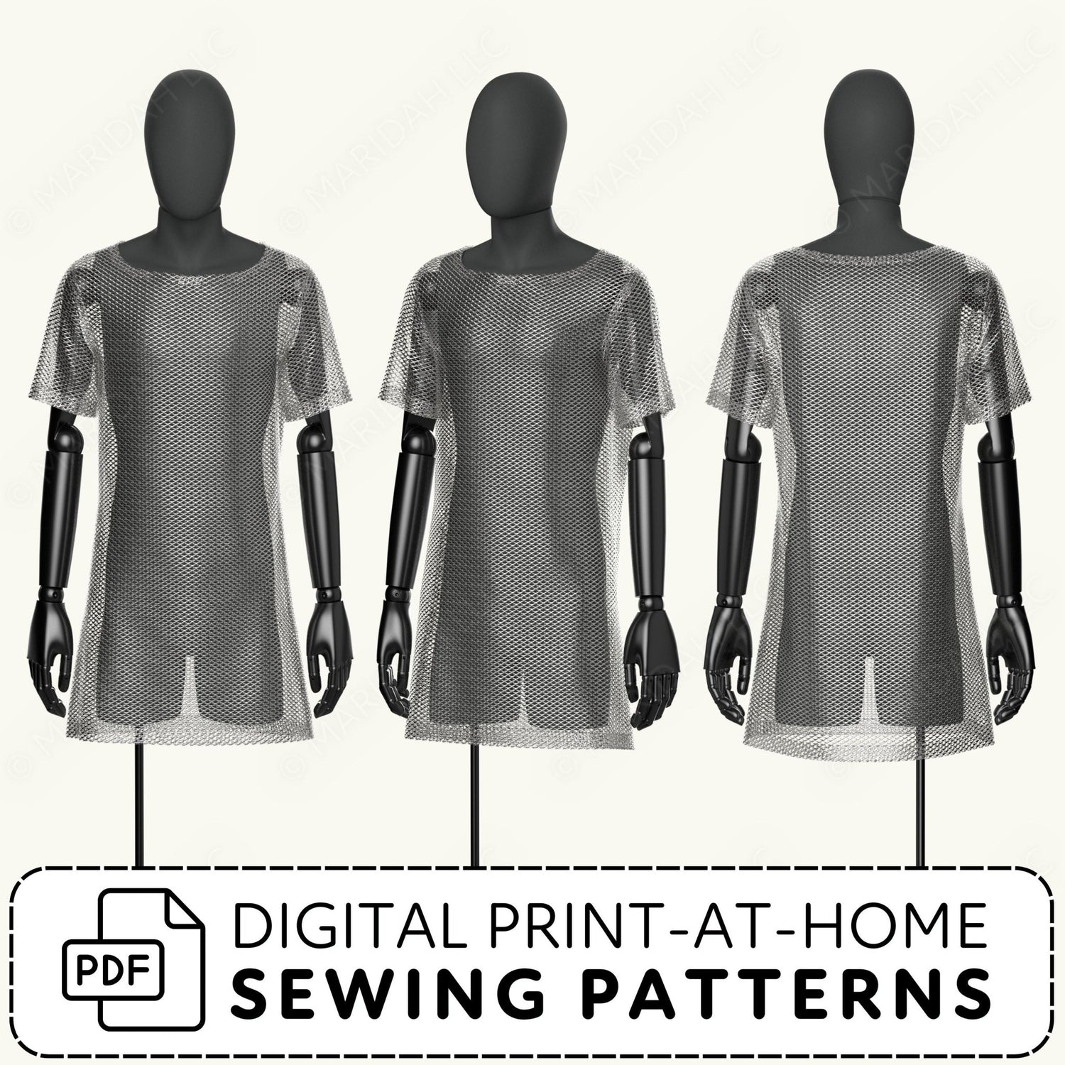 Faux Chainmail Shirt Printable Sewing Pattern PDF Sewing Pattern File