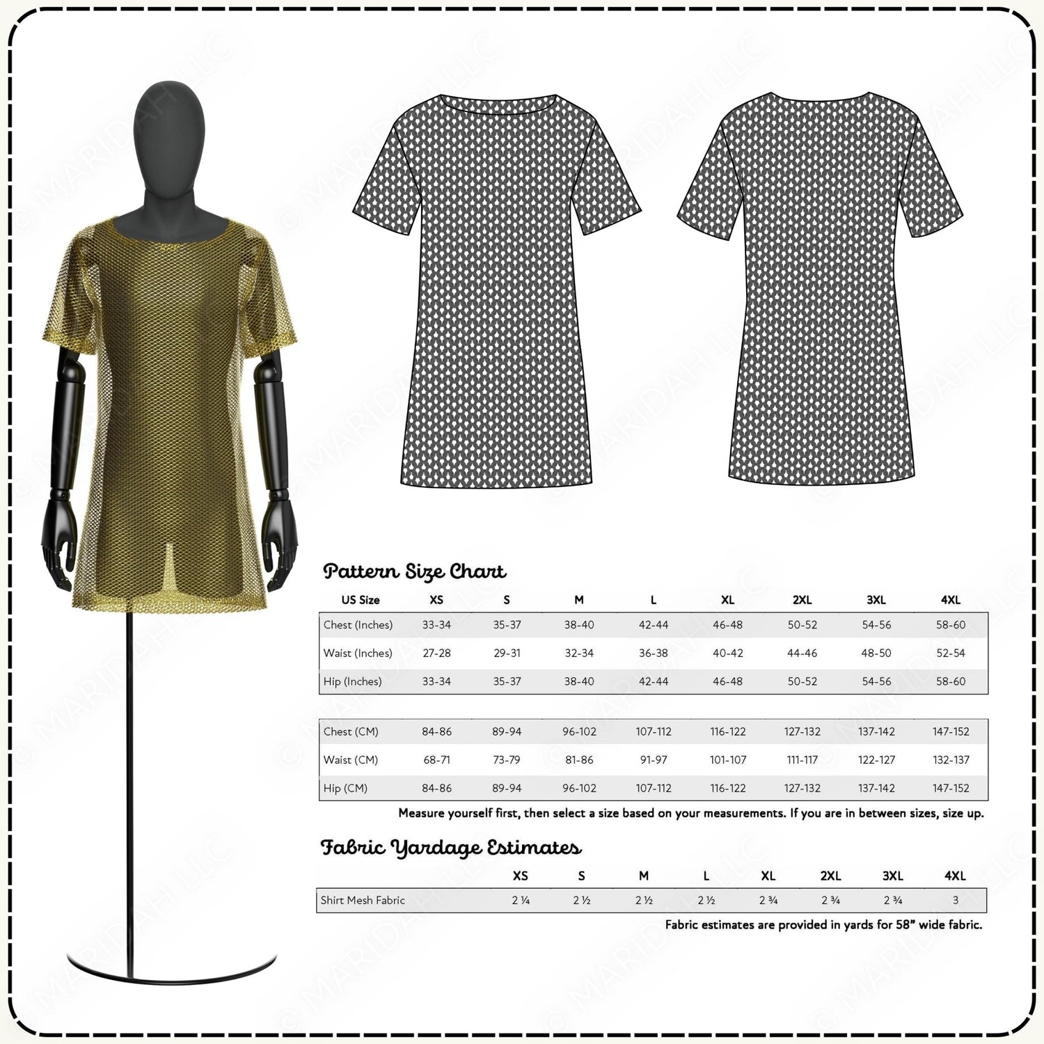 Faux Chainmail Shirt Printable Sewing Pattern PDF Sewing Pattern File