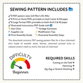 Faux Chainmail Shirt Printable Sewing Pattern PDF Sewing Pattern File
